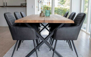 Esstisch Sitzgruppe mit Tischsesseln in Dunkelgrau Kunstleder