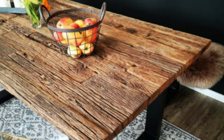 ᐅ Massiver Esstisch aus Altholz mit Eisengestell  1 Größen